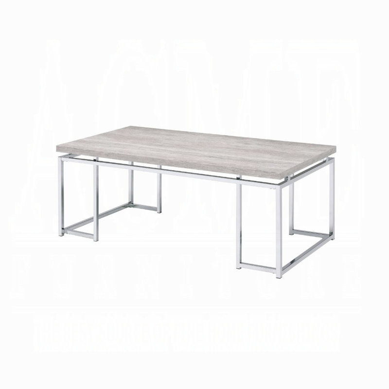 Table basse rectangulaire avec table en bois et métal, chic moderne