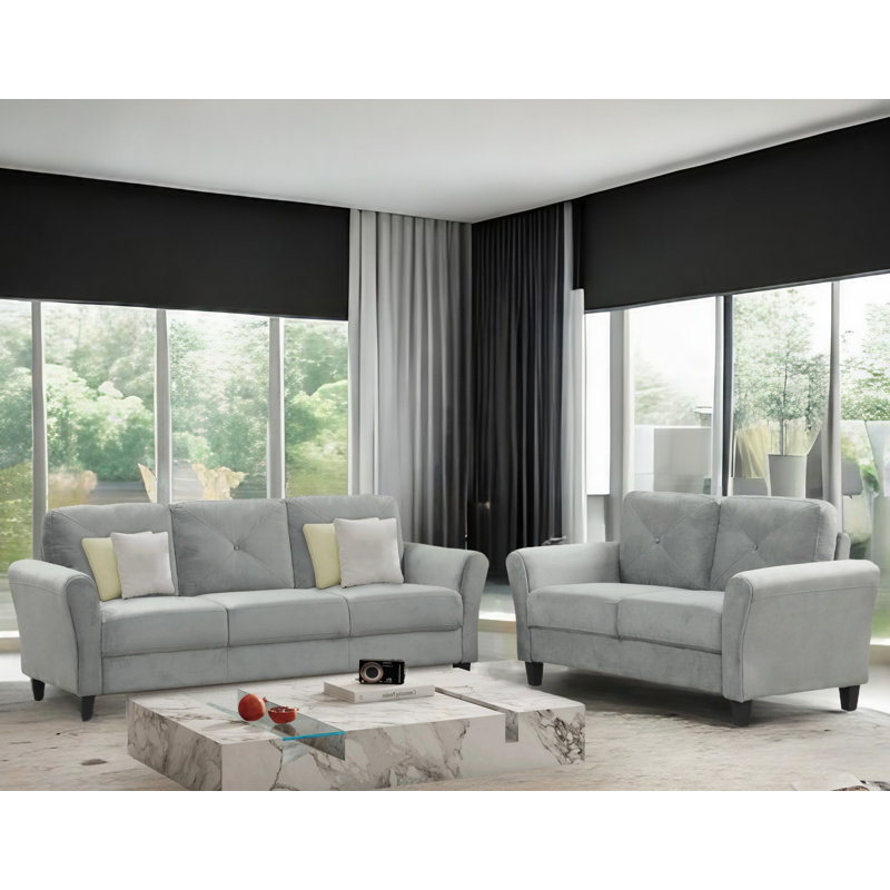 Ensemble de salon Enzi, Lin antique gris foncé à 100%