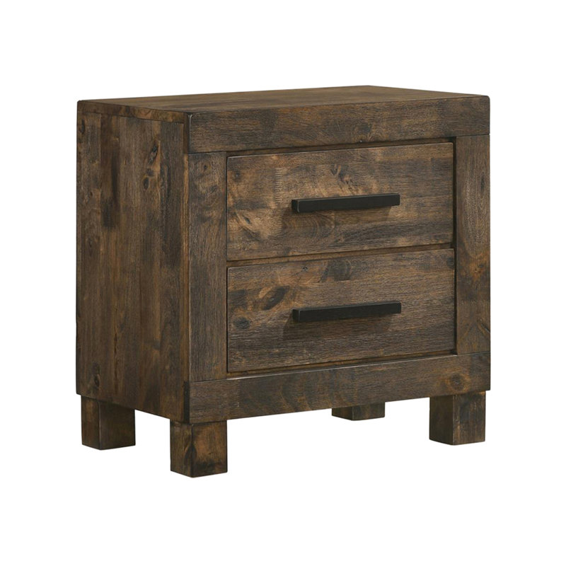 Table de chevet brun rustique avec deux options de tiroirs pratiques pour la construction de chambre à coucher et tiroirs