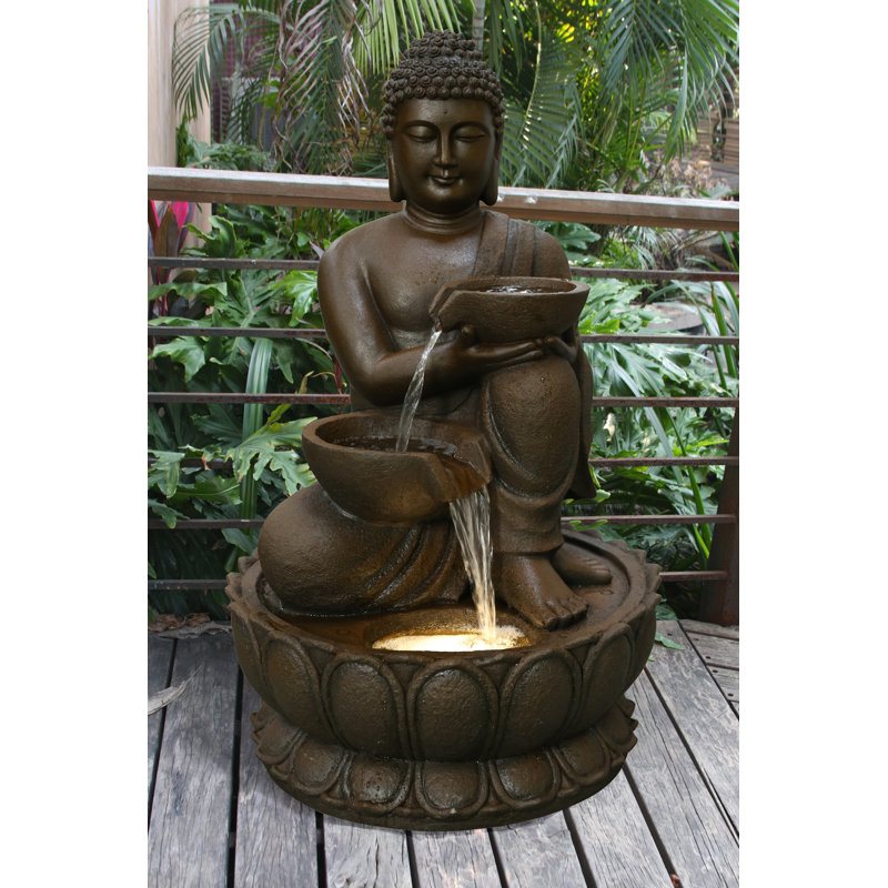 Handcrafted Indoor Outdoor Sculptural Fountain with Lights