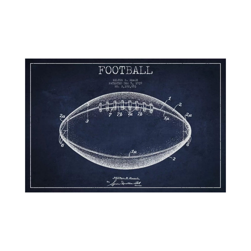 Football Navy Blue Patent Blueprint, 45.72 cm H x 66.04 cm W