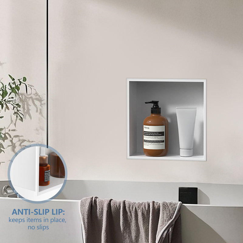 12 In. W X 12 In. H X 4 In. D Shampoo - Soap Standard Single Niche, 12" H x 12" W x 4" D, White