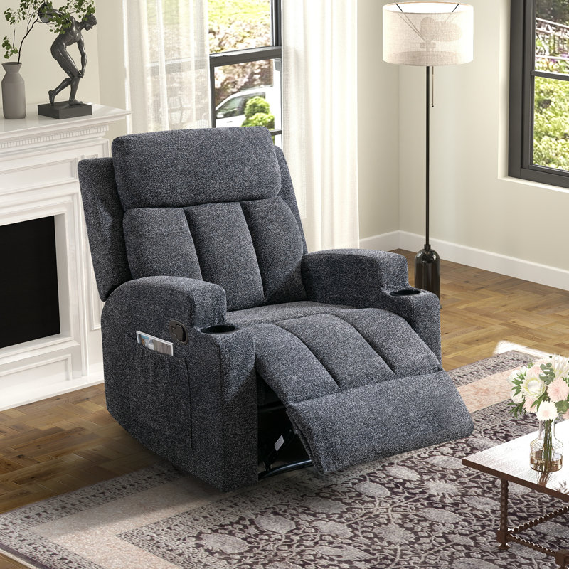 Skillern 3-Piece Microsuede Reclining Sofa Set, Dark Gray