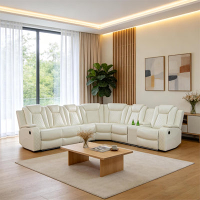 Canapé modulaire inclinable électrique 3 pièces avec chargeur sans fil, lampe de lecture et lumière DEL