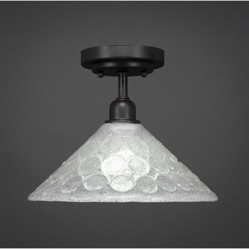 Eilif Vintage 1 Light Semi-Flush Shown In Dark Granite Finish With 12" Italian Bubble Glass