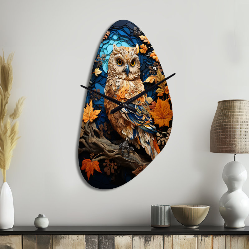 Horloge murale en forme de chouette brune Overture I, Grand