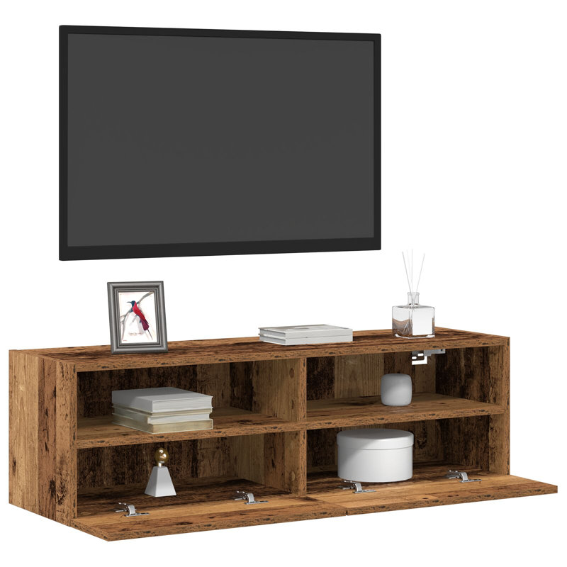 TV Wall Cabinet Wood Medium TV Stand Rectangular, Old Wood