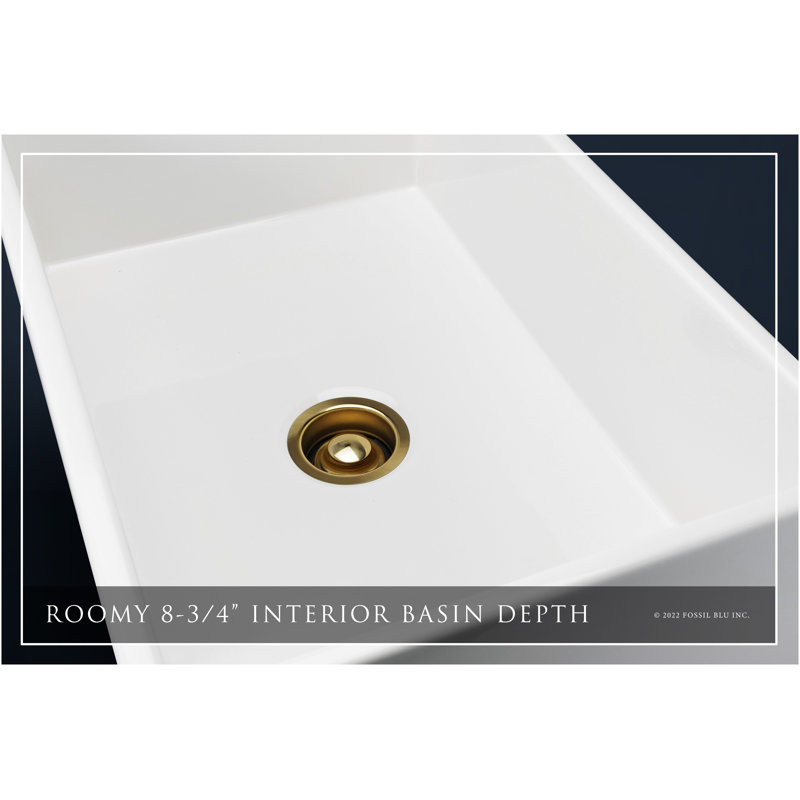 Luxury 30" L x 20" W Farmhouse Kitchen Sink with Basket strainer, Brushed Brass Accessories