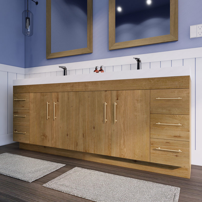 Spring Double Bathroom Vanity Set, Teak Oak, 72"