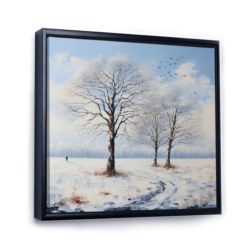 «Forest Winters Embrace Landscape I», reproduction d'art sur toile, Cadre flottant noir, H 16 po x l 16 po x P 1 po