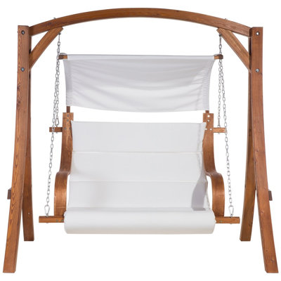 Lenore 2 Person Solid Wood Porch Swing with Stand