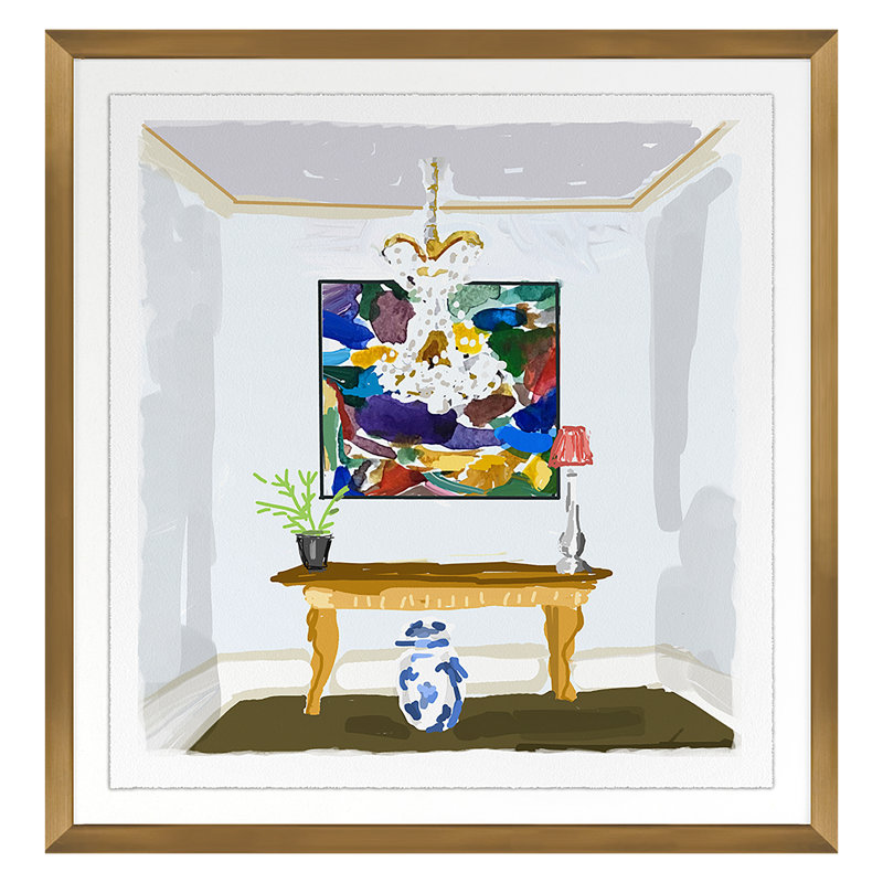Shimmer Print by Dana Gibson, Gold, 40" H x 38" W x 0.75" D