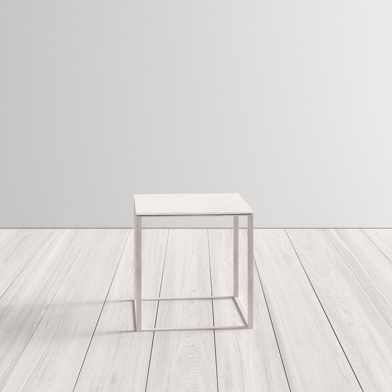 Minimalista End Table, Marble, White
