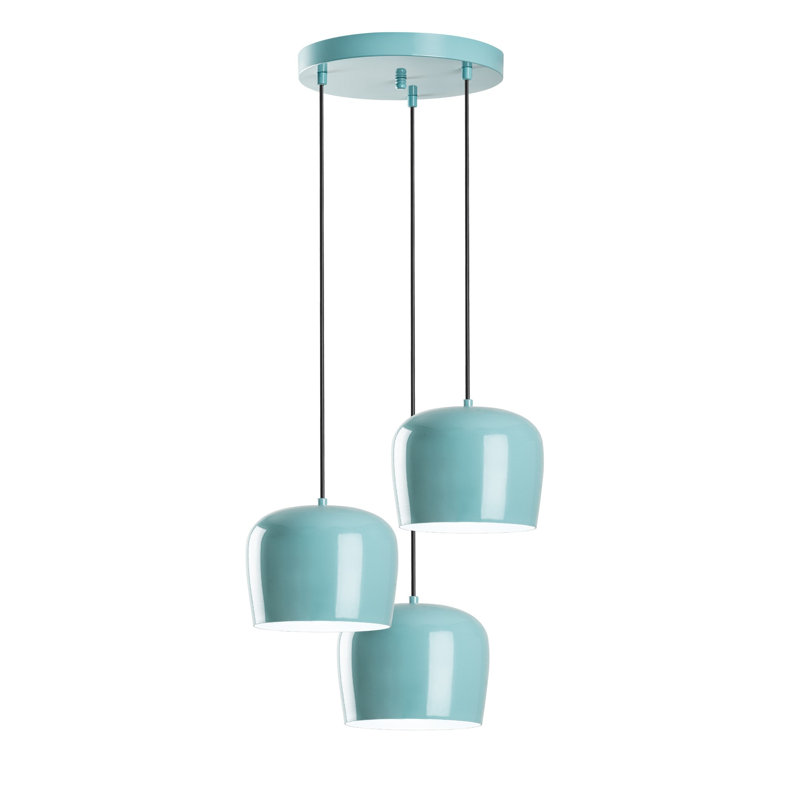 Lustre en métal turquoise, hauteur réglable 17,7 - 44,9 pouces | 3 x culot E27 de 40 W maximum | Design élégant avec 17,9 pouces de diamètre | Parfait pour la salle à manger et l'espace de vie | Durable classé IP20 | Ampoule non incluse
