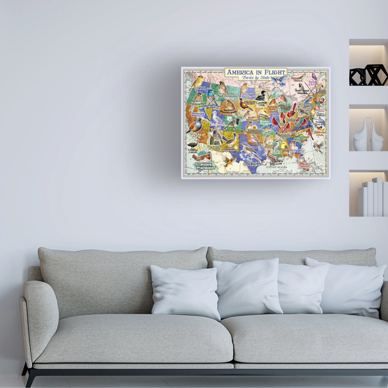 Wrapped Canvas Wall Art - Gail Fraser 'America in Flight' Wall Art for Living Room, Bedroom, or Office Décor  - 35x47