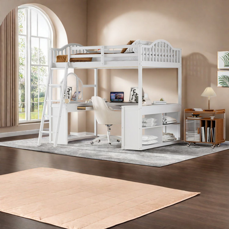 Lits modernes avec rangement, lit mezzanine en bois aggloméré pour maison compacte