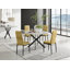 Tierra Modern Chrome Metal & Glass Round Dining Table Set with 4 Quilted Velvet Chairs-88388994-88388995-88389003