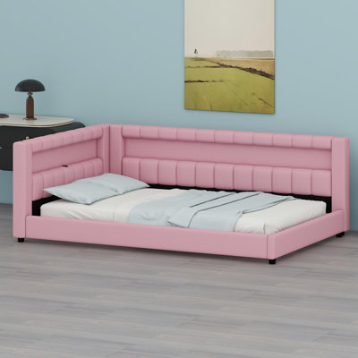 Modern Upholstered Platform Bed with Integrated USB Charging and Ambient LED Strip