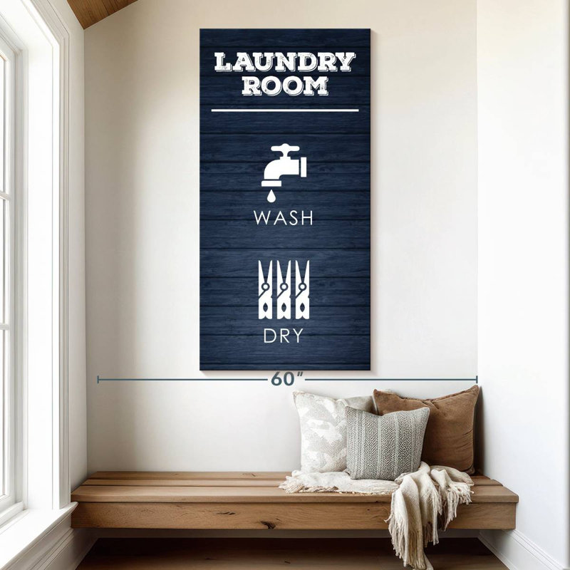 Blanchisserie en bois bleu marine I, H 54 po x l 27 po