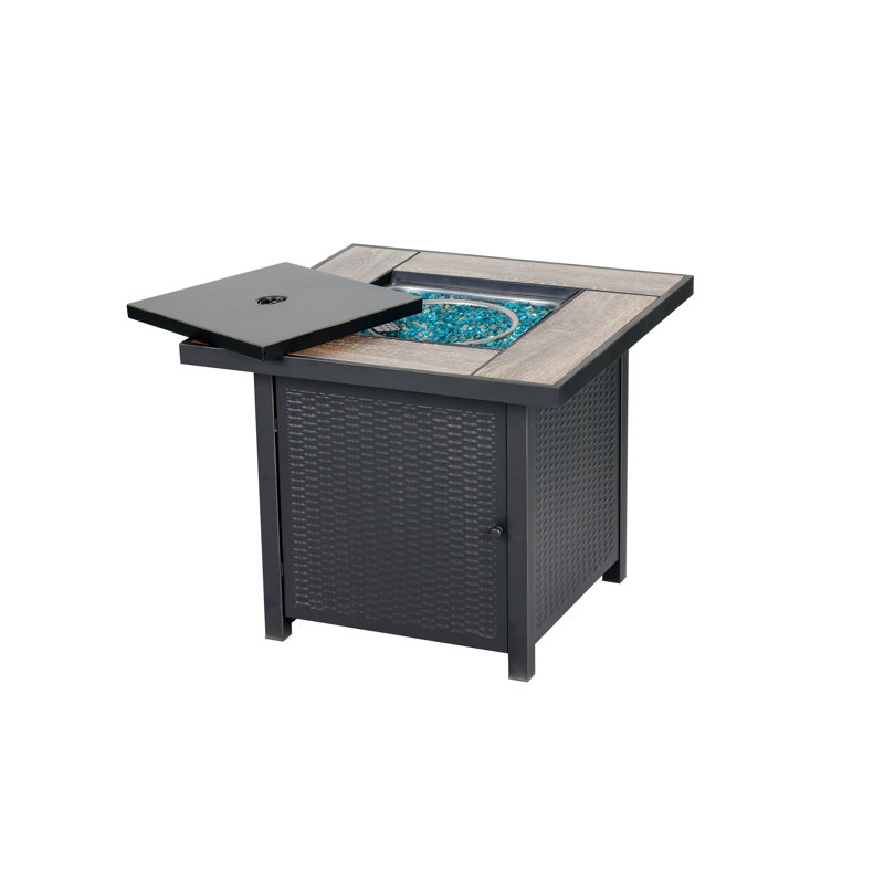30-Inch Black Steel Gas Fire Pit Table