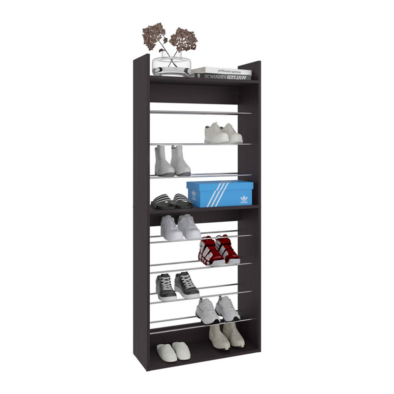 Range-chaussures à 10 niveaux avec design vertical mince et rangement autoportant pour petits espaces