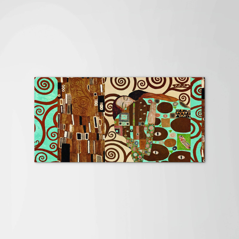 Homage to Klimt - Anniversary patchwork 50cm H x 100cm W High Quality Print on Frameless Panel, Lightweight, Ready to Hang