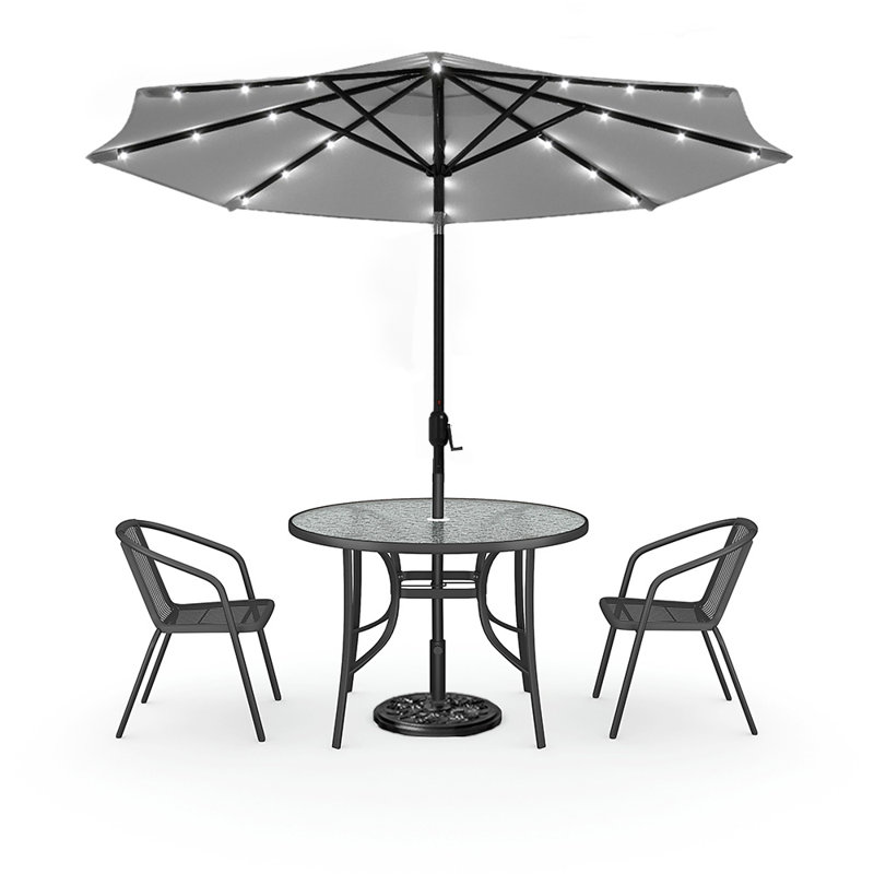 Dmitry 2 - Person Patio Dining Set with Round Table, Black/Grey