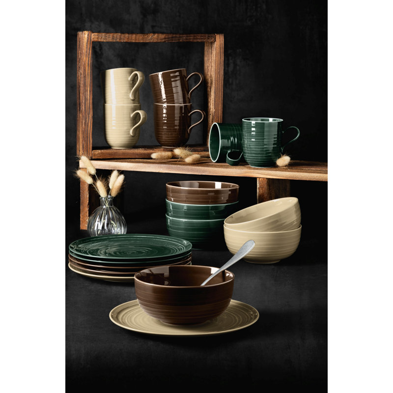 Brown Ceramic Microwave Safe Beverage Mugs Set of 4