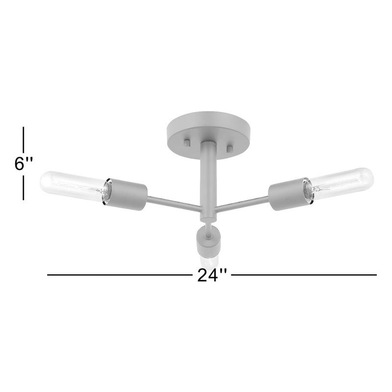 Leto Semi Flush Mount, Satin Brass