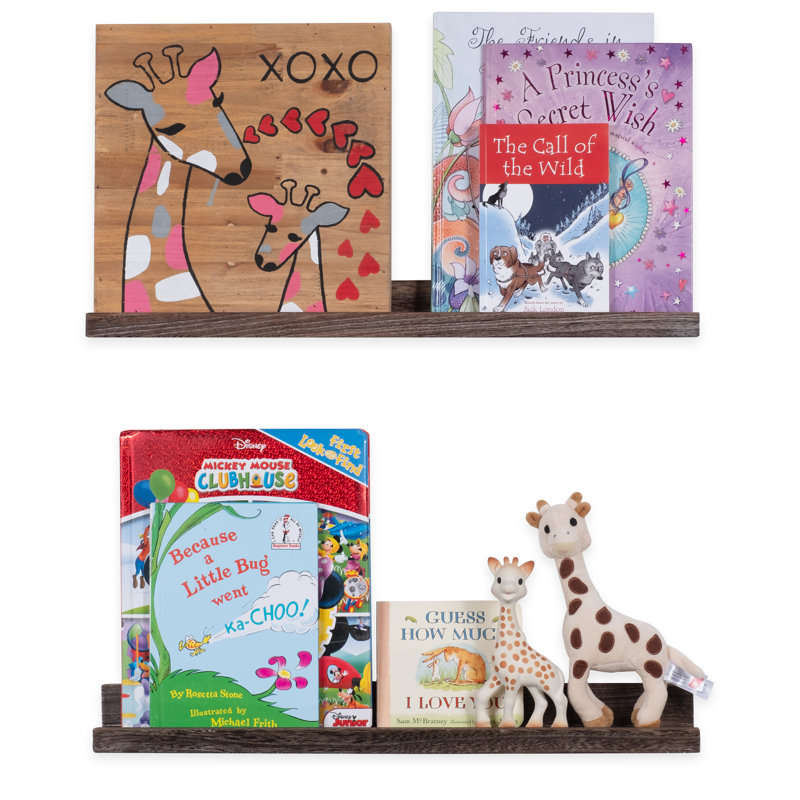 Tablette murale 2 pièces Larrisa, Brun brûlé au chalumeau, H 2,2 po x l 24 po x P 3,4 po