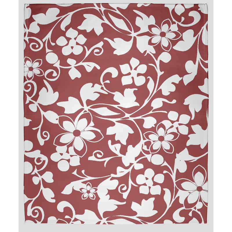 Jeté polaire floral, L 60 po x L 80 po, 1.95, Rouge myrtille