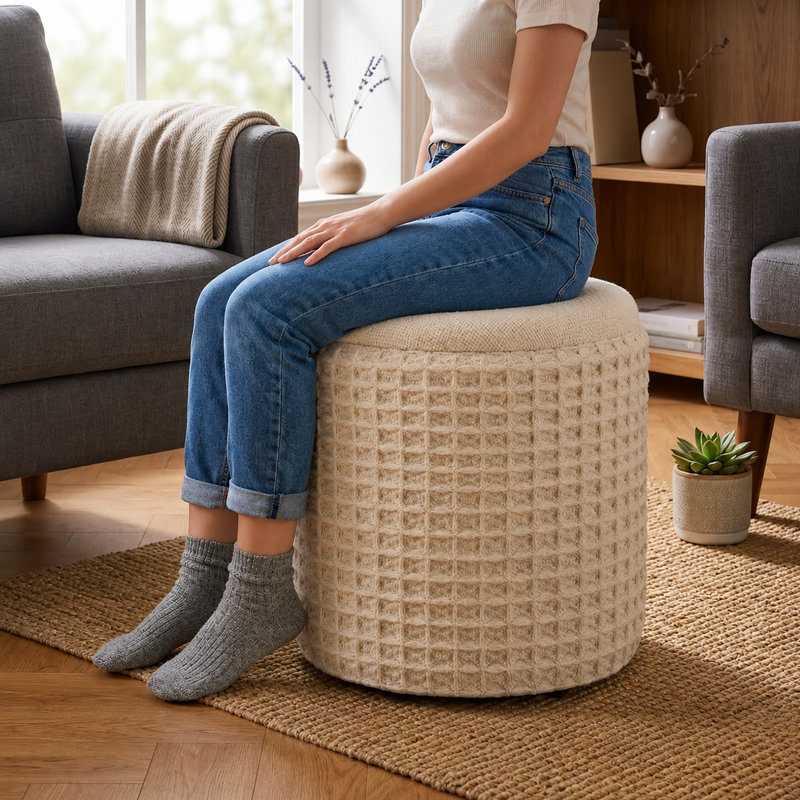 Hugh 40cm Wide No Pattern Footstool Ottoman