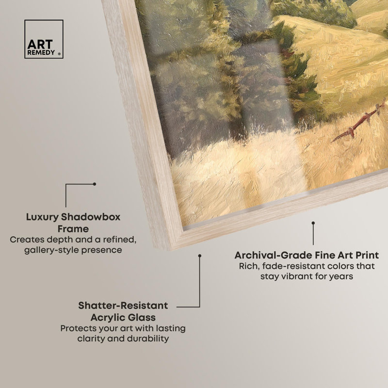 «Summer Fields Shadowbox Print» par Art Remedy, Crème, crème, H 17 po x l 21 po