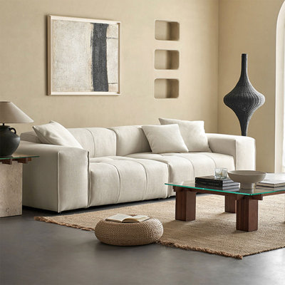 Canapé modulaire en velours blanc