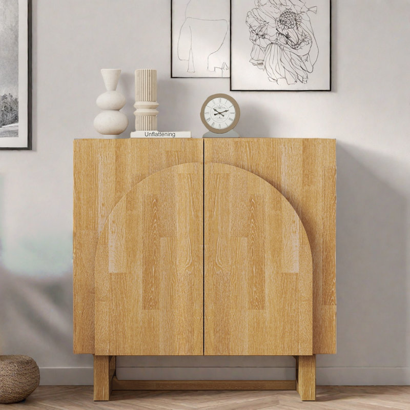 Armoire décorative avec 2 portes, grande planche en forme d'éventail et tablette réglable