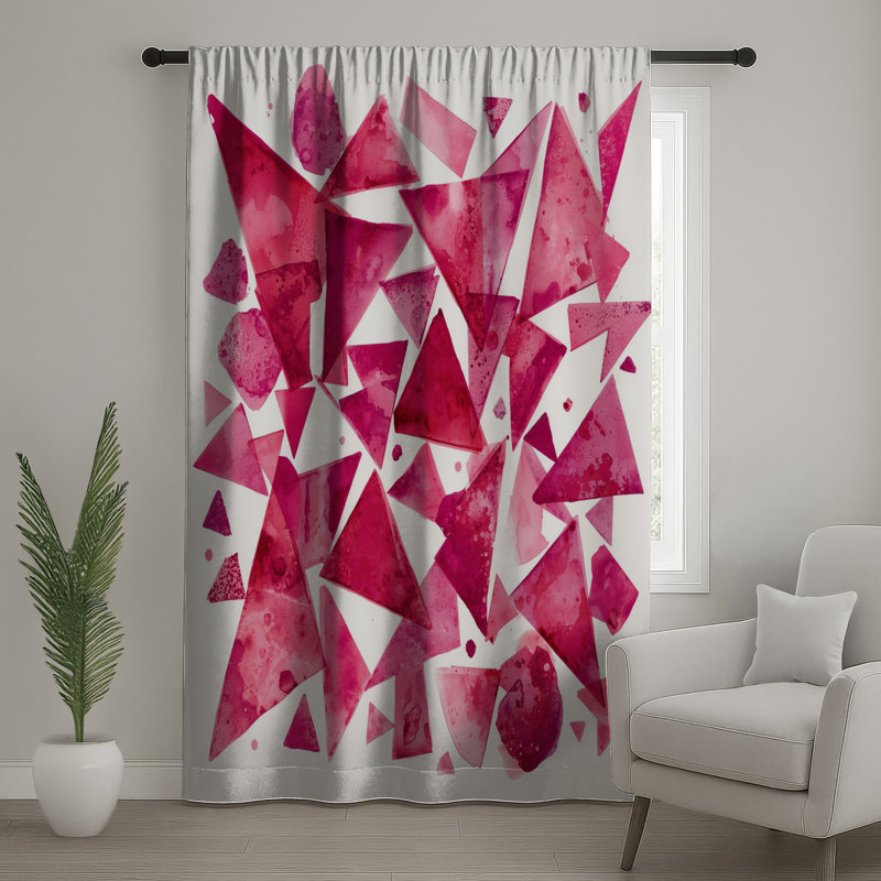 Rideaux géométriques à motif de triangles roses, Blocage, 50 po x 92 po - 1 panneau