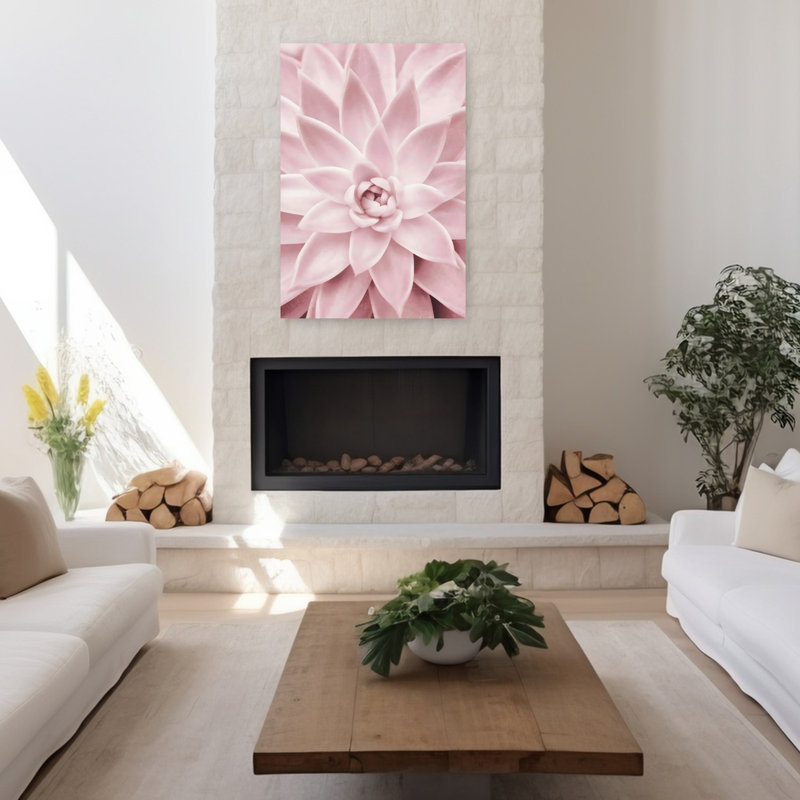 «Rose Succulent Abstract», art mural contemporain, 48" H x 32" W