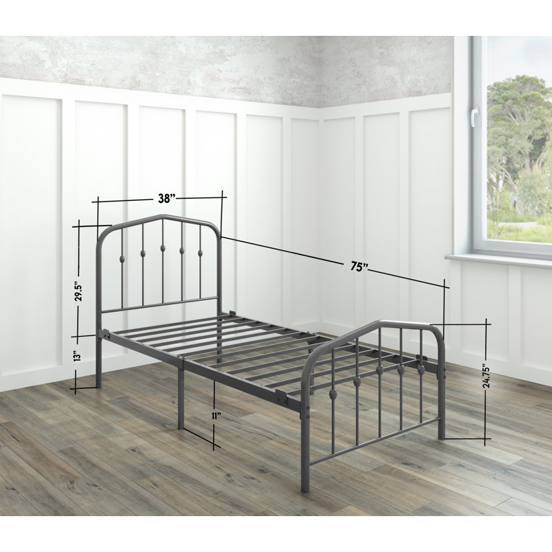 13'' Bed Frame, Twin, Silver