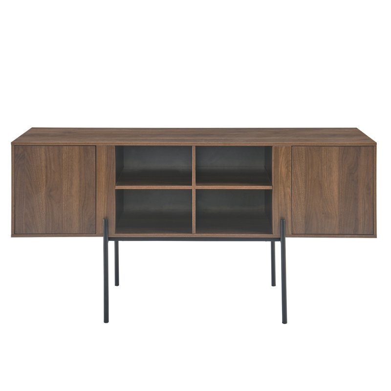 Abrienne Unfinished TV Stand for TVs up to 55" with Fireplace Included, Dark Brown Wood