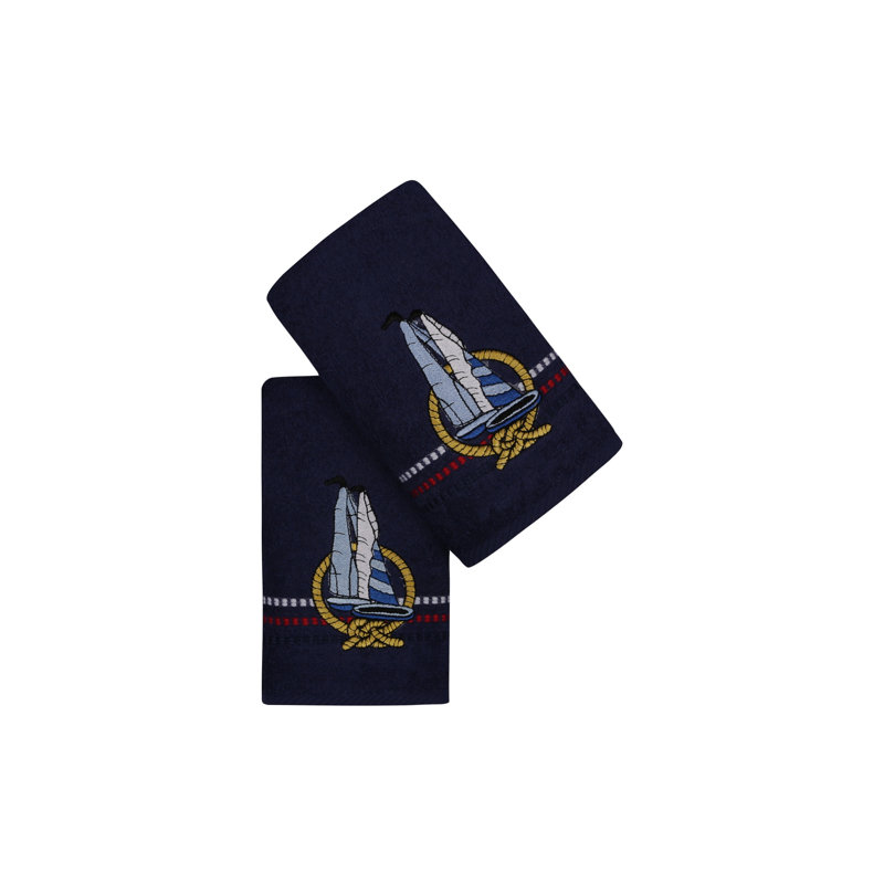 Ensemble de 2 serviettes 100% coton Metcalf, Bleu foncé