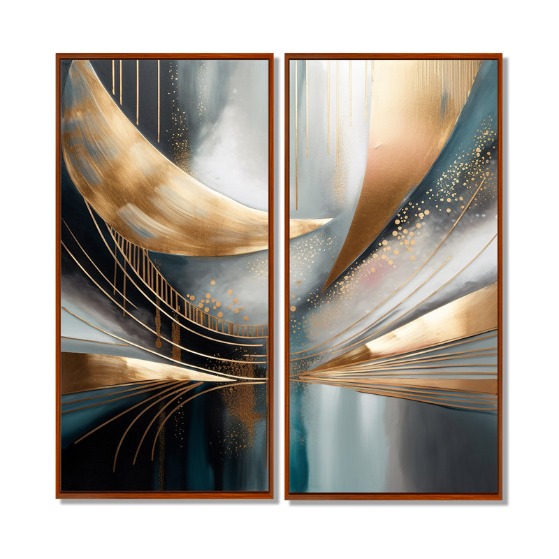 Abstract Shapes And Lines V - Modern Wall Decor, 20" H x 24" W, Brown, Floater Framed Print