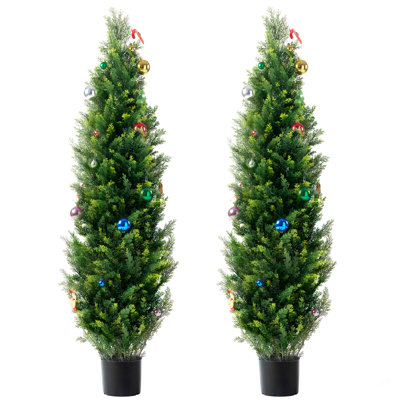 Paquet de 2, 5 pi, plante topiaire en cèdre artificiel, décoration UV pour l'intérieur et l'extérieur