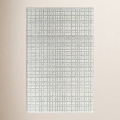Lavande Hand-Woven Gray Plaid Rug