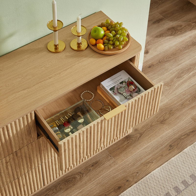 Commode en bois avec 6 tiroirs, Chêne