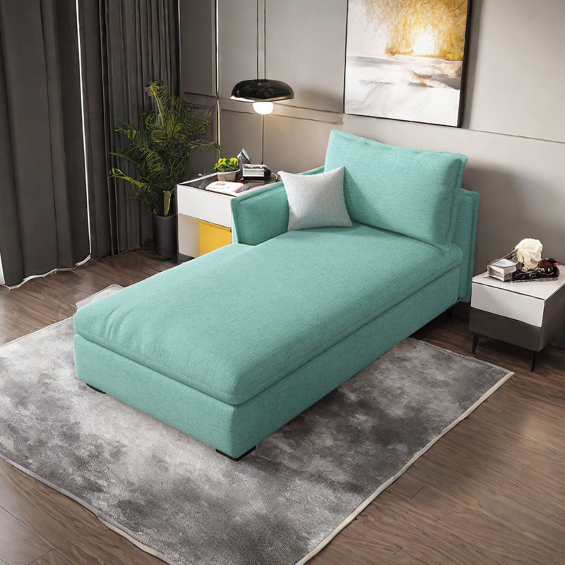 Chaise longue rembourrée Comfort, Accoudoir à droite (vu de face), Cyan