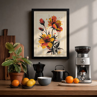 Vibrant Dahlia Study Botanical - Framed Print