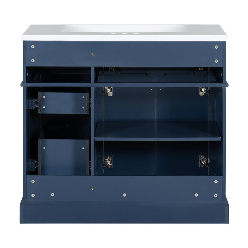 Armoire de rangement de salle de bain l 36 "avec lavabo en résine et 3 tiroirs, Île Seymour Nord, Galapagos