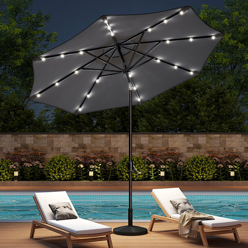 Maust 3m Traditional Parasol with LED Light, Dark Grey