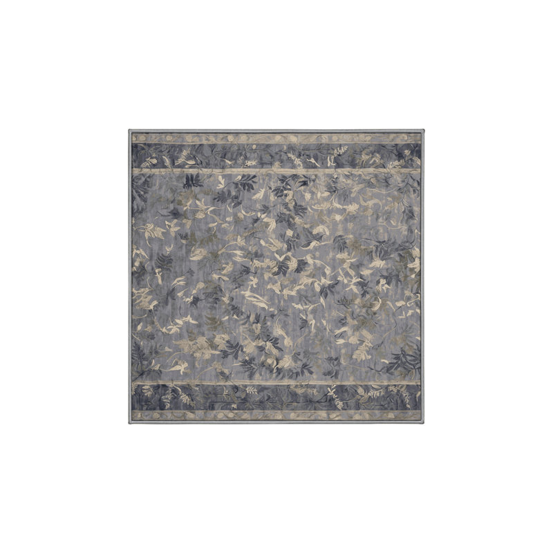 Machine Washable Gray Area Rug, Square 6'