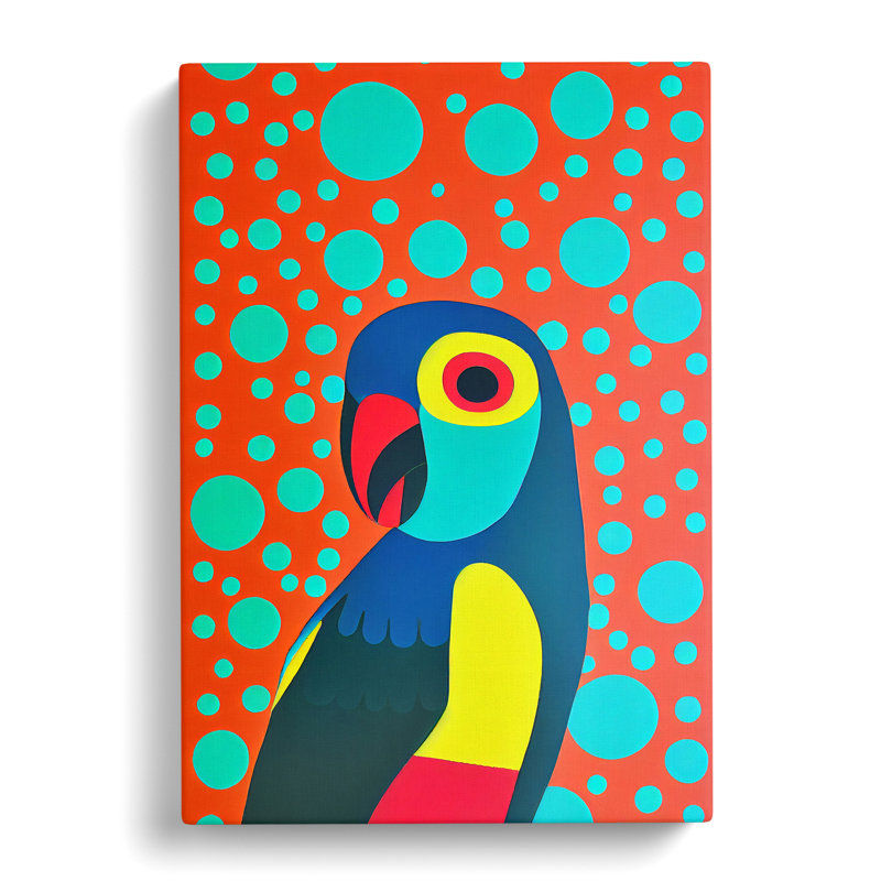 CAN-V0523-1750X Parrot Modern - Wrapped Canvas Print, 50cm H x 35cm W, Unframe